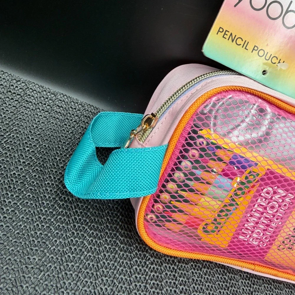 Yoobi Pink Mesh Pencil Pouch with Crayola Limited Edition Retired Colors 8ct